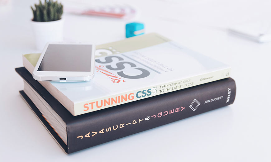 Phone laying on the top of two books.